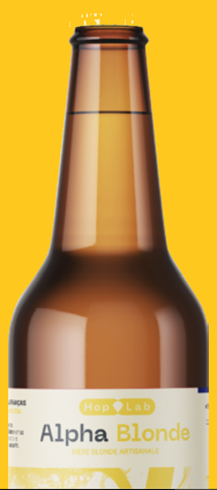 Bouteille Alpha Blonde, bière blonde artisanale Hop-Lab